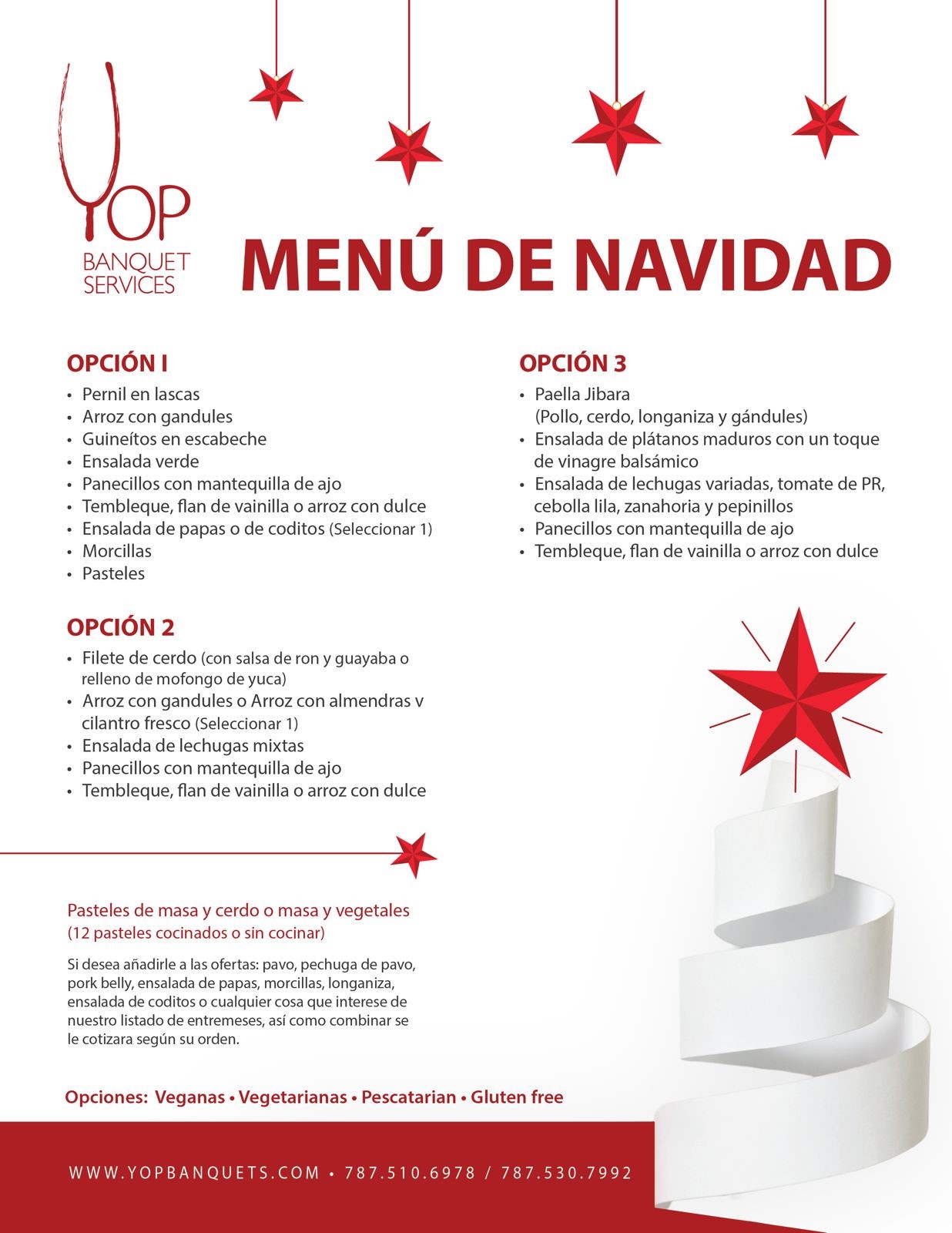 yop banquets menu navidad 2024